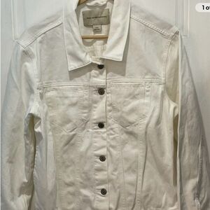 Pilcro and the Letterpress Denim Button Up White Jean Jacket Women’s Medium